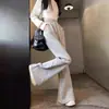 Pantalones Deportivos Casuales Grises Pantalones de Chándal Mujer Primavera Sueltos Cintura Alta Adelgazantes Acampanados Pierna Ancha Pantalones Largos