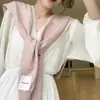 Camisa Chal de Primavera y Otoño con Prendas Exteriores de Punto en los Hombros para Mujer, Moderna y Elegante con Falda, Bufanda de Lana Anudada