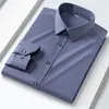Camisa masculina de manga longa transfronteiriça, vestimenta executiva plus size, top de fibra de bambu sem ferro e anti-rugas, camisa masculina para usar sob um terno