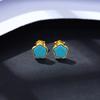 Pendientes PAG &amp; MAG de ciruela de cinco pétalos, pendientes de turquesa azul con incrustaciones de plata 925, versión coreana de flores, joyería fina para las orejas al por mayor