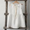 LiquidaçãoVestido Sem Mangas Doce e Fofo Vestido Regata de Algodão e Linho para Bebês com Amarração nas Costas