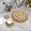 Posavasos tejido de junco de borde a borde, posavasos de totora, alfombrilla antideslizante y antiquemaduras, posavasos para tazón, posavasos para olla de arena, aislamiento térmico, alfombrilla de cocina, posavasos para olla/tazón