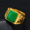 Anel Aberto com Gotejamento de Óleo Vermelho/Verde/Preto, Anel Masculino de Latão Banhado a Ouro, Anel Banhado a Ouro com Pedra Preciosa para Mulheres como Presente