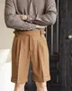 Shorts casuales de cintura alta para hombre para el verano, pantalones casuales de pierna recta no planchables para negocios, pantalones de traje de longitud media estilo Nápoles
