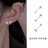 [3 pares] Pendientes de plata 925 con forma de aguja y perla, tipo gorro, con circonitas para dormir, para perforar las orejas.