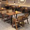 Restaurante de Hot Pot, Casa de Té, Juego de Mesa y Sillas para Cabina de Restaurante, Tienda de Postres y Té con Leche, Bar Lounge, Taberna Pequeña, Cafetería, Silla de Comedor de Madera Maciza