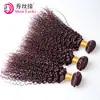Europa e Estados Unidos Cruzamento Cortina de Cabelo Vermelho Real Vinho 99j Cacheado Kinky Trama de Cabelo Humano