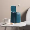 Papelera de Escritorio Hogareña Sala de Estar Plástico Pequeña con Tapa Papelera de Mesa Tipo Prensa con Tapa