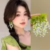 ¡Vacaciones en la isla! Pendientes de Flor de Paja Estilo Yi Mengling para Mujer, Pendientes Exagerados, Accesorios de Estilo Vacacional para la Costa, Aretes