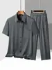 Camisa de Verano de Seda de Hielo para Hombre, Manga Corta, Corte Holgado, Transpirable, Delgada, Camisa Casual para Padres de Mediana Edad