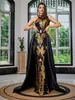 Novo Vestido de Noite Longo Preto e Dourado com Lantejoulas, Decote Halter, Estilo Europeu e Americano - Amazon Aliexpress