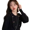 Vestido de tricô elegante estilo coreano, estilo Hong Kong para senhora, vestido preto pequeno estilo Hepburn para outono e inverno, saia plissada estilo guarda-chuva para petite