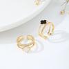 Anillo abierto de trébol con circonita incrustada de alta calidad chapado en oro de 18 quilates, anillo de gran venta para transmisión en vivo al por mayor