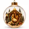 Adorno Transparente de Koala Navideño Bola de Cristal Luminosa 3D Adorno Colgante para Decoración de Escena Navideña de Árbol de Navidad