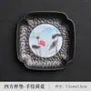 Posavasos Premium Pintados a Mano, Portavasos Florales Retro de Aleación de Aluminio, Posavasos Aislantes de Calor para Juego de Té Casero, Accesorios Creativos para Ceremonia de Té Kung Fu