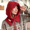 Coreia do Sul Balaclava Chapéu Cachecol Peça Única Feminino Outono e Inverno Quente Proteção de Orelha Capuz de Pescoço Chapéu de Lã Tricotado