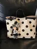 2026 Verano Nuevo Estilo Estilo Simple Lino Lunares Gran Capacidad Ligero Casual Versátil Bolso de Hombro Bolso Tote Multicompartimento