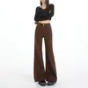 Jeans acampanados de cintura alta color Naranja Juvenil # Caqui para mujeres petite, corte holgado, adelgazantes, favorecedores y versátiles pantalones de campana