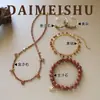 Pulsera Exquisita Versátil de Piedra Dorada con Cuentas, Accesorio de Muñeca en Capas con Borla de Lujo Ligero, Suministro en Stock