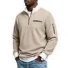Sudadera Casual Versátil de Jacquard Texturizado Waffle con Media Cremallera y Cuello Alto para Hombre, Nueva de Otoño 2026, Manga Larga