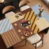 Jogos americanos de mesa em couro de desenho animado, à prova d'água, à prova de óleo e resistentes ao calor, toalha de mesa sem lavagem, estilo ins, resistente a manchas, durável, para uso doméstico, mesa retangular