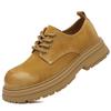 Botas Martin de cano baixo, sapatos masculinos de sola grossa, estilo britânico, botas Martin casuais retrô, sapatos de derby de dedo grande