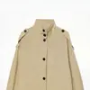 Comercio exterior transfronterizo al por mayor Ropa de mujer europea y americana 2026 moda casual holgada de un solo botón cuello mao chaqueta de aviador