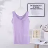 Camisole de Peça Única Modal 6 Tamanhos 6 Cores com Bojo Camiseta Base Esportiva Yoga Feminina Copo Fixo