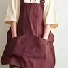 Avental impermeável multi-bolsos reversível, vestimenta de trabalho unissex para cozinha, personalizável com logo, disponível em tamanhos grandes, adequado para jardinagem, e resistente a óleo, em cores sólidas
