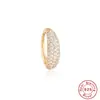 Pendientes de Plata de Ley S925 Geométricos Ins Completamente Incrustados de Diamantes Zirconia Versátiles para Cartílago Hebillas de Oreja Anillos Elegantes Europeos y Americanos para Hélice Auricular