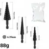 Conjunto de Brocas Escalonadas Haste Hexagonal Preto Nitretado Hélice Reta para Abertura de Furos 3-12 4-12 4-20 Aço Rápido Broca Helicoidal Abridor de Furos