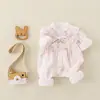 Estilo Otoñal (Doble Capa) Mameluco Romper Floral para Uso al Aire Libre, Ropa para Bebé Infantil Niños Largo