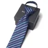 8cm Multicolores Modernos Hombres Negocios Vestir Profesional Cremallera Corbata Fácil de Tirar Sin Nudos Perezoso Conveniente Caja de Regalo