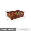Cesta de Almacenamiento de Frutas Plástico Estilo Japonés Mimbre Tejido Bandeja Rectangular Cesta de Pan Plato de Bocadillos para Sala de Estar Cesta de Verduras para el Hogar No
