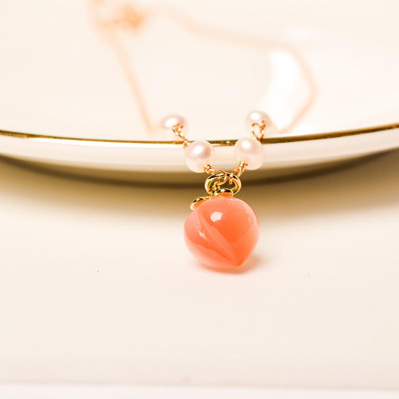 2022夏季新款玛瑙水蜜桃项链女ins小众感