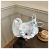 Bolsa de Lona com Flores Suave e Doce para Mulheres 2025 Nova Bolsa de Ombro com Cordão Bolsa de Braço Floral Elegante com Laço