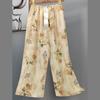 Pantalones de Pijama de Algodón Finos de Verano para Mujer con Estampado de Dibujos Animados, Pantalones de Pierna Ancha para Mujeres Embarazadas, Tallas Grandes, Adecuados para Usar Afuera, Pantalones Largos de Algodón, Exportación