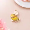 Novo pingente de brocado Song estilo chinês com bordado de coelho dupla face, base de pingente semiacabada para artesanato DIY, acessório de joia estilo chinês