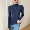 Ropa de primera línea suéter de cachemira de cuello alto para mujer a rayas adelgazante estilo coreano camiseta interior suéter de una pieza sin costuras suéter de lana cubierta