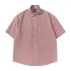 Camisa de Cuadros de Manga Corta para Hombre, Solapa Suelta, Estilo Sencillo, Marca de Moda, Estilo Americano y Japonés, Camisa Casual Versátil para Verano