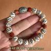 Pulsera de Ágata Antigua con Cuentas Dzi de Xizang para Hombres, Grabada con Patrones Hexagonales, Joyería de Estilo Étnico, Artesanía Hecha a Mano, Venta al por Mayor