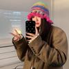 Sombrero de Pescador Retro Colorido para Mujer 2024 Nuevo Otoño e Invierno Cálido Grueso Sombrero de Cubo Protege Orejas Sombrero de Lana Tejido