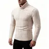 Suéter de Punto Grueso con Cuello Alto para Hombre de Otoño e Invierno Estilo Europeo y Americano para Hombre Tejido Elástico Capa Base Color Sólido Jersey Prendas de Punto Cálidas