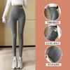 Leggings de Algodão Canelado com Bolso Lateral Cintura Alta Controle da Barriga Calças de Yoga Elásticas para Mulheres Tamanho Plus Podem Ser Usadas Fora Calças Cropped para Primavera e Outono