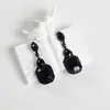 Pendientes Amazon transfronterizos, extragrandes, electrochapados, elegantes, de estilo largo, con un toque de alta gama, adornados con borlas y pedrería negra