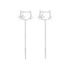 Pendientes de Gato Calados de Circonita Simple Dulce Temperamento Sentido Femenino Mascota Linda Gatito Pendientes de un Solo Diamante para Regalo de Novia