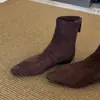 Novas botas de camurça retrô para mulheres, bico fino, salto escondido, ajustadas, estilo francês, Outono/Inverno 2026, 5cm