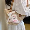 Bolso Tejido a Mano para Mujer 2026 Nueva Temporada de Verano Cesta de Picnic para Vacaciones Bolso de Hombro Gran Capacidad Bolso Cubo Tejido de Paja