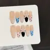 [Yihe] Parche de uñas de tulipán pintado a mano de verano, hermoso y fresco parche de uñas de longitud media