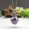 Colar com Pingente de Pedra de Cristal Cristal Branco Ametista Fivela de Asas de Anjo Pingente de Colar Quartzo Rosa Pingente de Garrafa dos Desejos